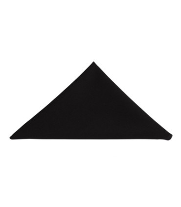 Serviette de table noire en polyester 40 × 40 cm pliée, présentée sur fond blanc.
