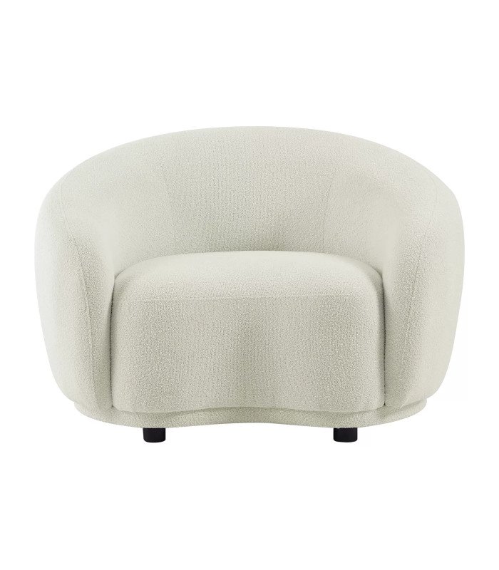 Location fauteuil dossier arrondi tissu blanc ivoire