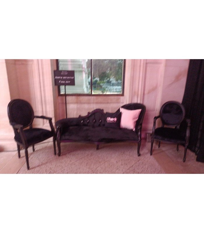 Black Louis XVI style medallion armchair