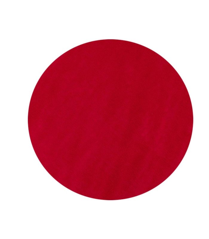 Round red fabric rug Ø 160 cm on a white background, rental for a lectern or pedestal at 126 Events