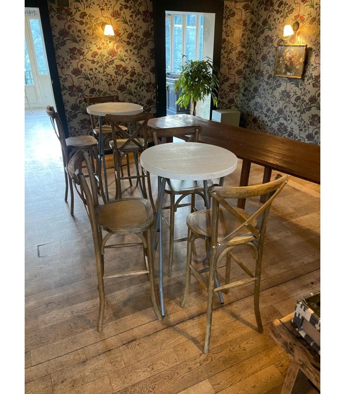 Foldable standing table height 1.08 m Ø 80 cm with bar stool