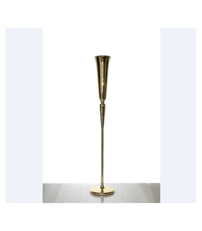 Vase trompette doré
