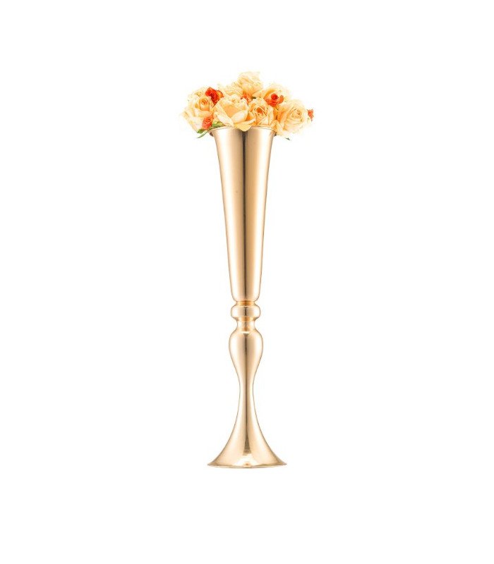 Vase trompette doré H 1 m X Diam 22 cm