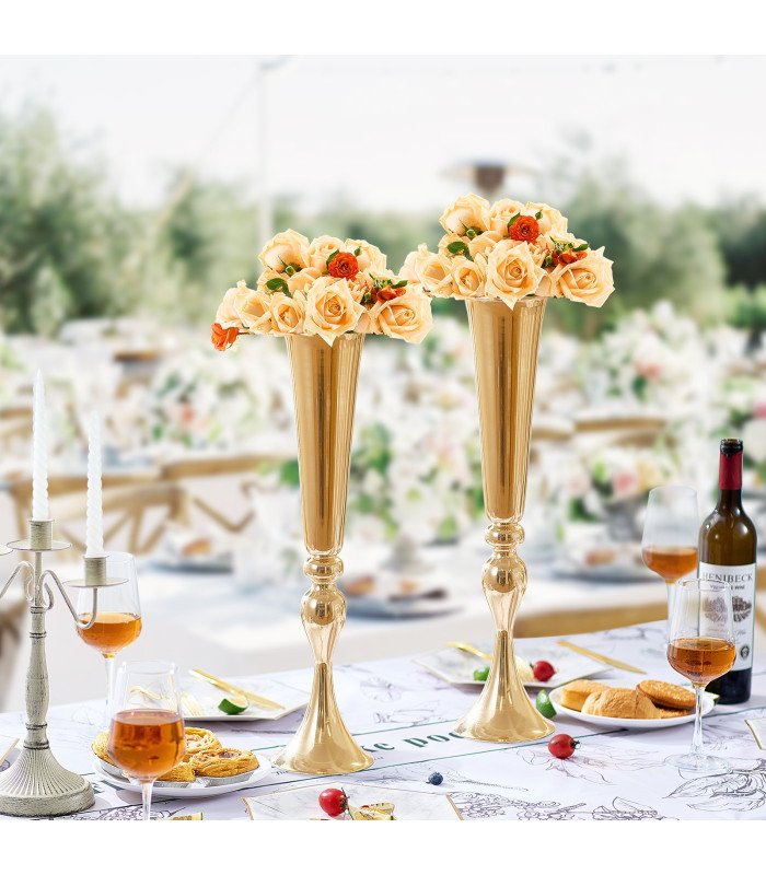 Golden trumpet vase H 80 cm or 118 cm