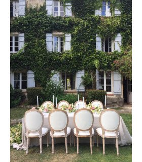 Location Chaise médaillon simili blanc cérusé