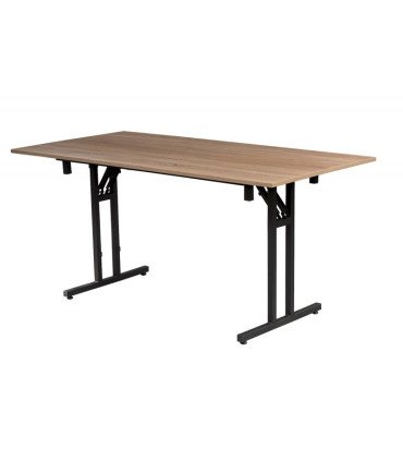 Table rectangulaire pliante en bois 180 cm x 80 cm dépliée sur fond blanc