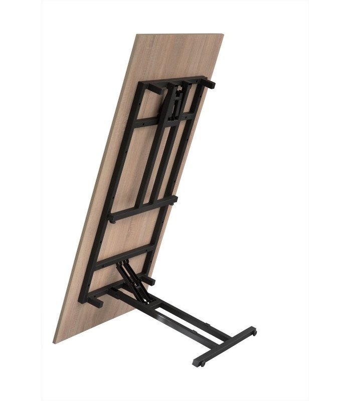 180 cm x 80 cm rectangular folding wooden table with one leg extended