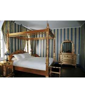 Golden Wood Baldachin Bed Chippendale 160 Cm