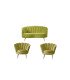 Olive green shell-patterned furniture set with a sofa and two armchairs for events