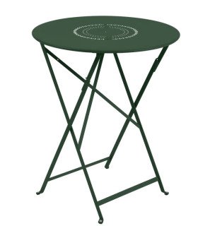 Table de jardin ronde pliante Floréal Ø 60 cm en métal vert pour deux convives