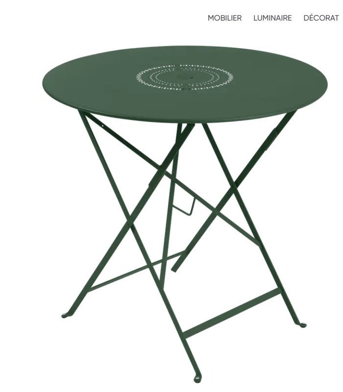 Table de jardin ronde pliante en métal Floréal diamètre 76 cm