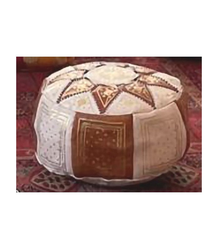 Pouf marocain ecru et marron à louer