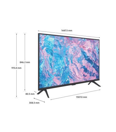 Téléviseur 4K 65 pouces (163 cm) avec dimensions indiquées, grand écran UHD