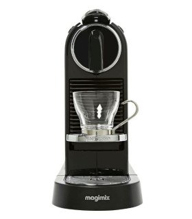 Capsule coffee machine with white background, front view