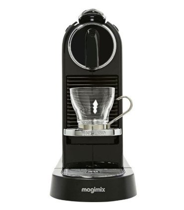 Capsule coffee machine with white background, front view