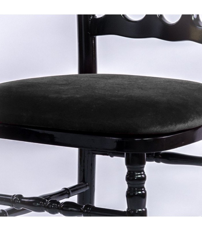 location galette velours noir chaise Napoléon III par 126 Events