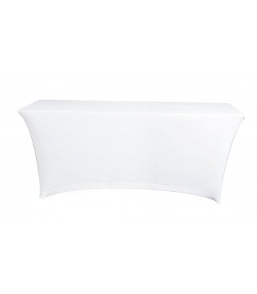 White Lycra cover for rectangular table 180 × 90 cm, shown alone on a white background