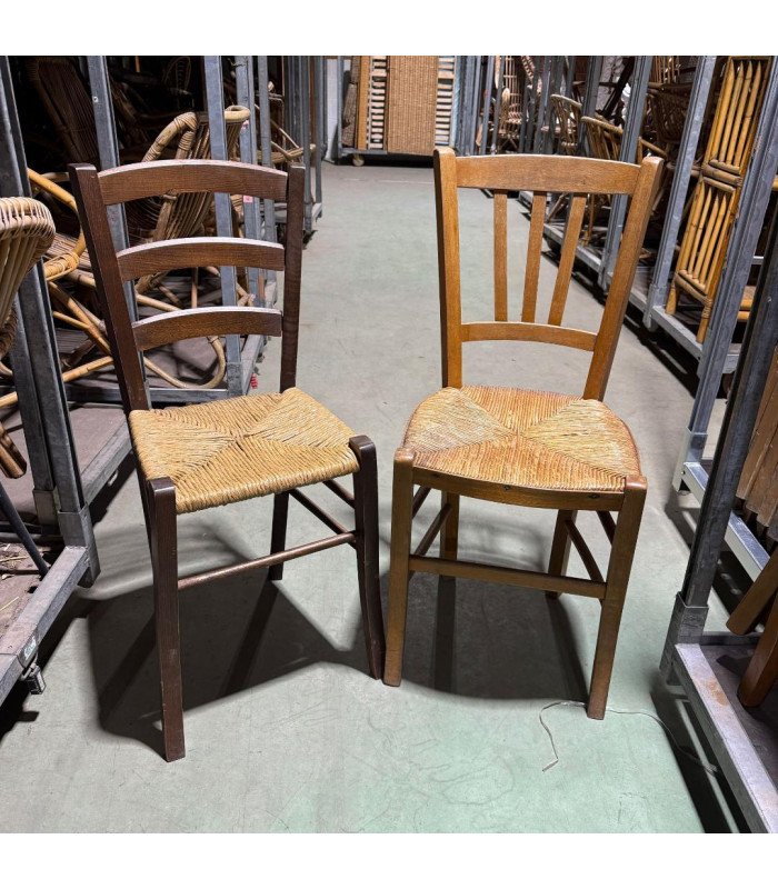 Wooden chair with straw seat