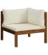 Solid acacia garden sofa module with ecru cushion