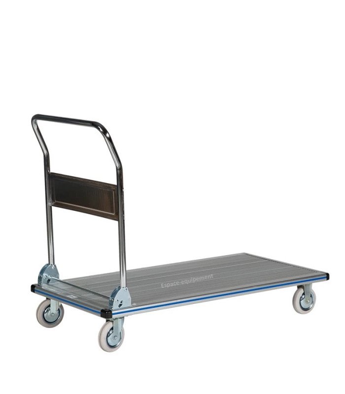 Chariot de manutention aluminium 400 kg vide avec plateau large pour transport de matériel événementiel