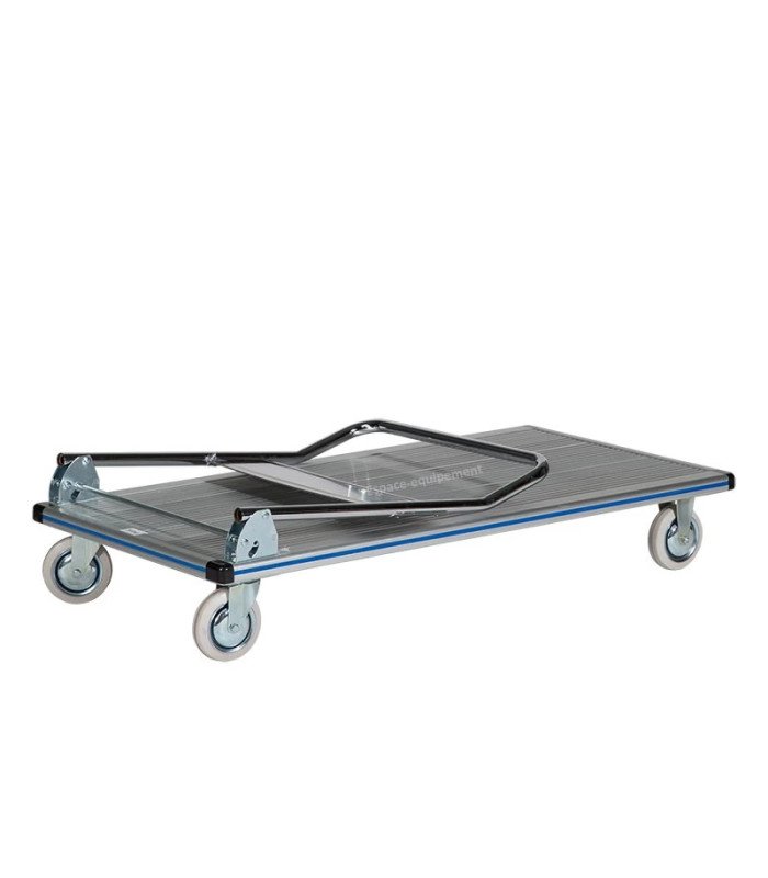 Chariot de manutention aluminium 400 kg avec manche rabattable replié pour rangement et transport