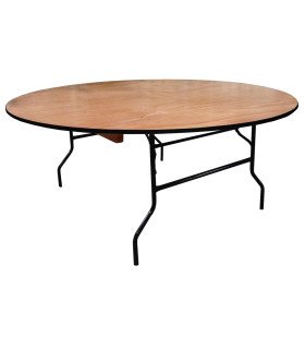 168 cm Folding Wooden Round Table for Reception Furniture Rental with 126 Events