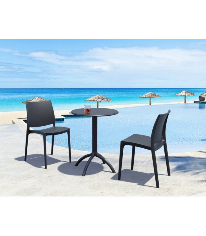 Chaise noire empilable et attachable Trix