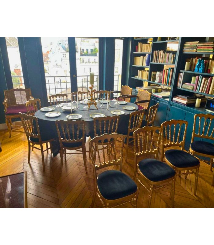 Location housse noire pour galette de chaise Napoléon