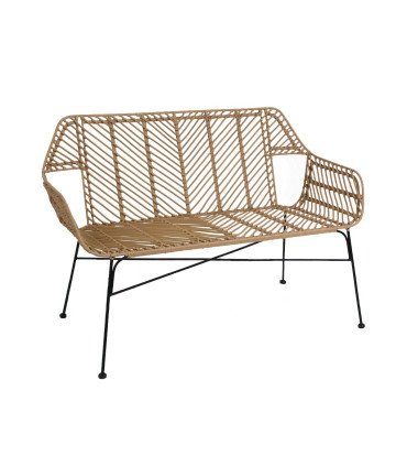 Front view of the Flora garden armchair, made of natural synthetic rattan, for reception areas and relaxation spaces