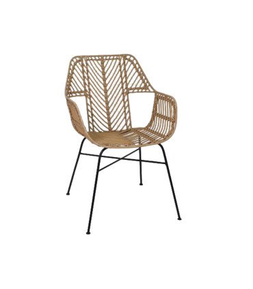 Fauteuil de jardin Flora en rotin synthétique coloris naturel, vue de côté - location 126 Events