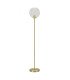 Retro gold and white floor lamp with a round globe, 150 cm tall, for event rentals