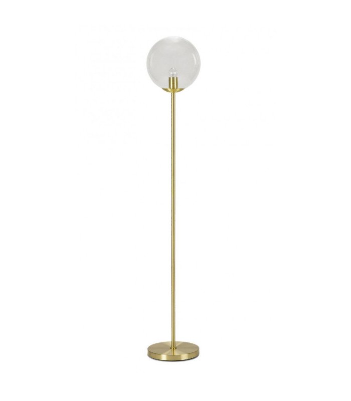 Retro gold and white floor lamp with a round globe, 150 cm tall, for event rentals
