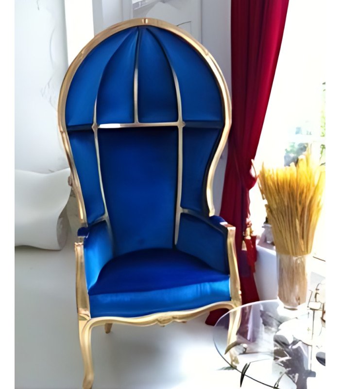 blue velvet carriage chair