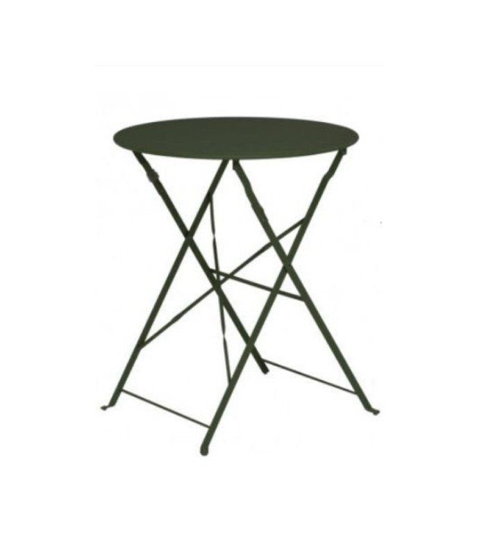 Guéridon en métal vert foncé et salon de jardin