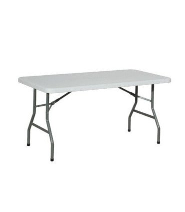 152 cm rectangular folding table for 6 people with metal frame, shown on a white background