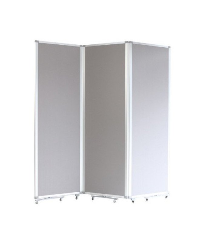 cloison mobile tissu gris sur roulettes