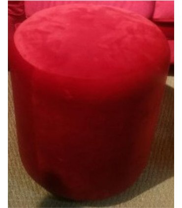 Location pouf velours rouge