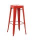 Tabouret haut métal rouge assise 76 cm de profil sur fond blanc