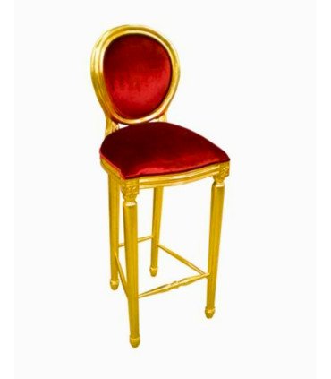 Rental Bar chair in gold wood and red velvet