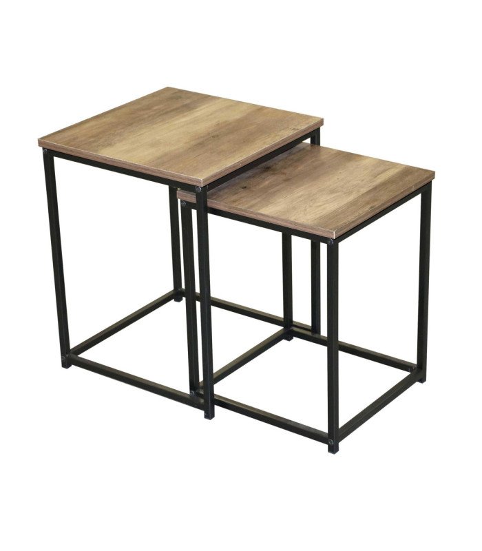Square nesting coffee tables made of metal and wood available for rent at 126 Events