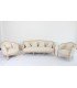 Canapé Versailles en lin beige avec fauteuil assorti sur fond blanc