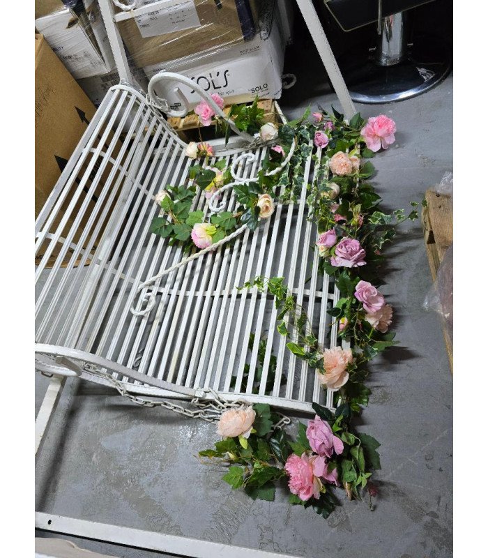 2-seater white wrought-iron swing