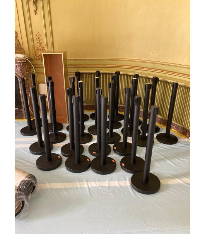 Set of 2 black guide posts and rope L 200 cm