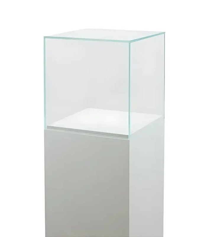 White stele with smooth matt wooden bell for presentation, white background