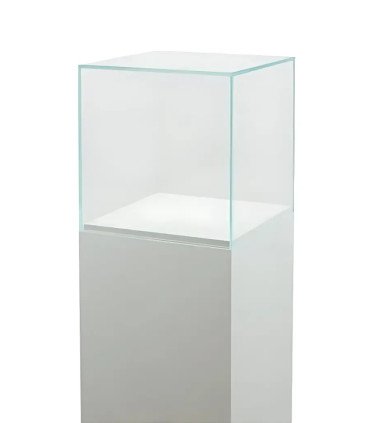 White stele with smooth matt wooden bell for presentation, white background