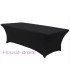 Housse noire en lycra installée sur une table buffet rectangulaire 180 × 80 cm, sur fond blanc