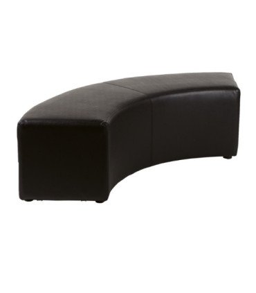Léo quarter-round lounge bench in black faux leather on a white background