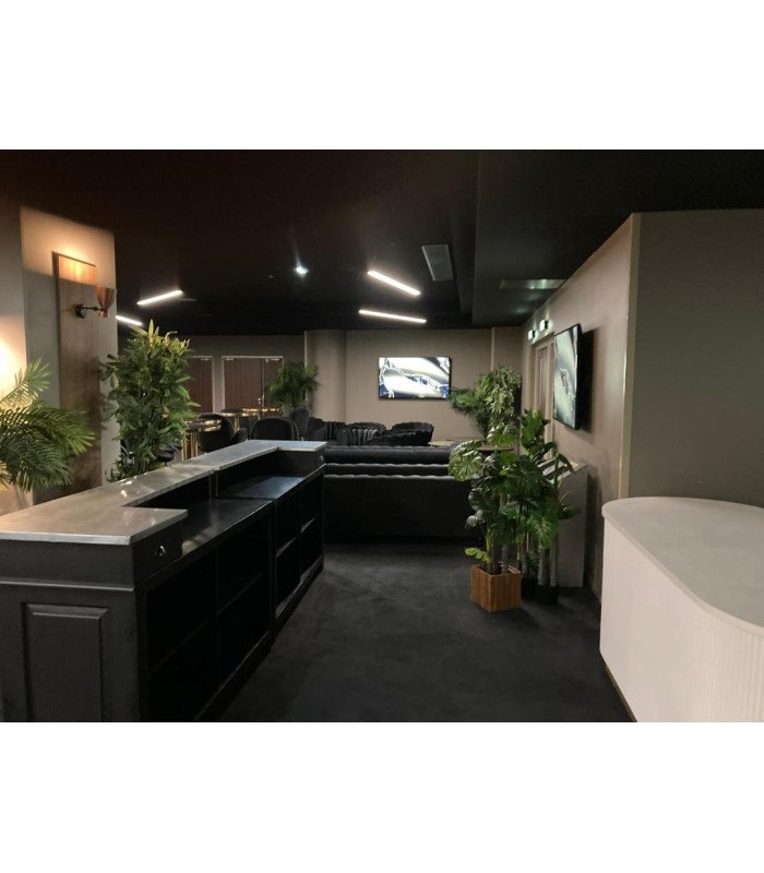 Comptoir bar profesionnel en bois noir plateau en zinc 3,60 m