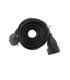 5 m black extension cord with earth (HO5VV-F 3G1.5) on white background