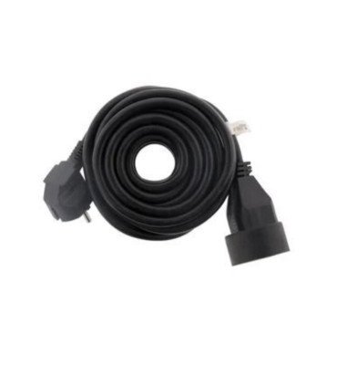 5 m black extension cord with earth (HO5VV-F 3G1.5) on white background